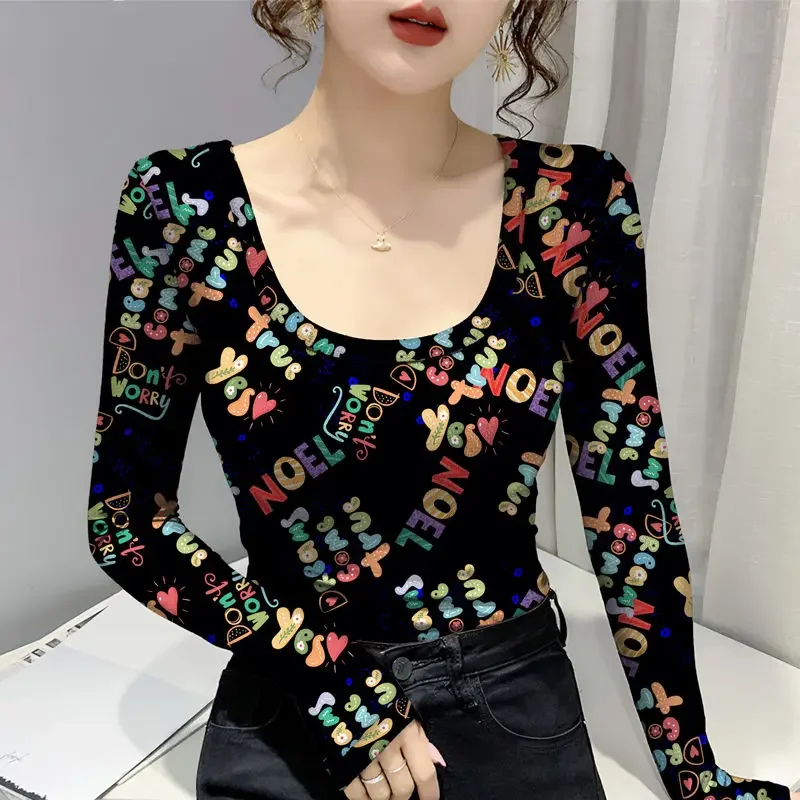 Female Tops Leopard Print Sexy Clothes 2024 Tshirts Crop Women\'s T Shirts Tees Slim Designer with Sleeves Aesthetic Fitted Emo O