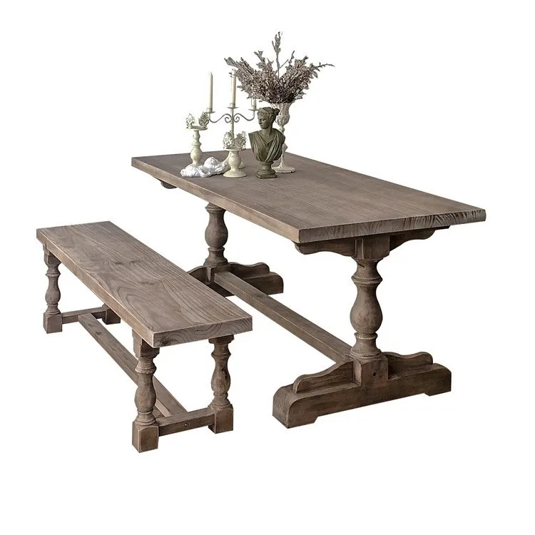 Rural solid wood retro old creative small apartment household dining table nostalgic long table