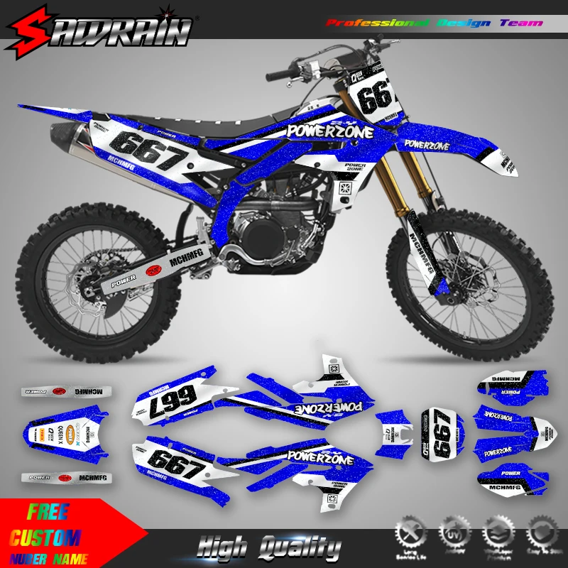Sawrain Motorcycle Sticker Custom Team Graphics Decals Kit For YAMAHA 19-23 YZF250 18-22YZF450 19-22 WRF450 20-23 WRF250