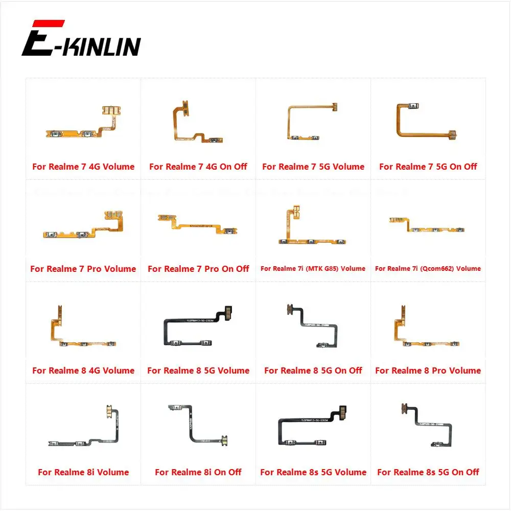 Switch Power ON OFF Key Mute Silent Volume Button Ribbon Flex Cable For OPPO Realme 7 7i 8i 8s 8 Pro 4G 5G Replacement Parts