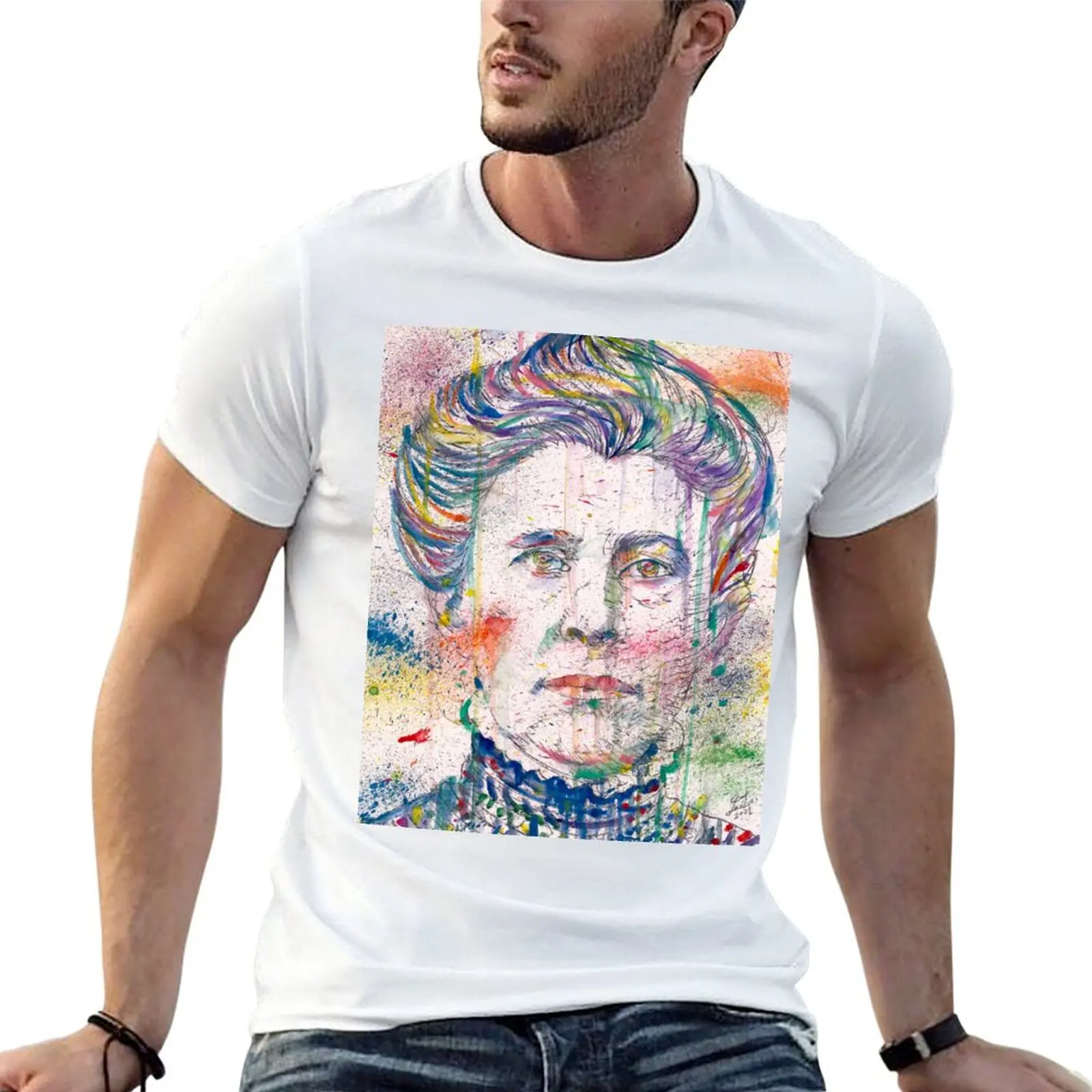 

portrait for watercolor t t man luxury shirts quality high man shirts TARBELL printed T-Shirt IDA brand