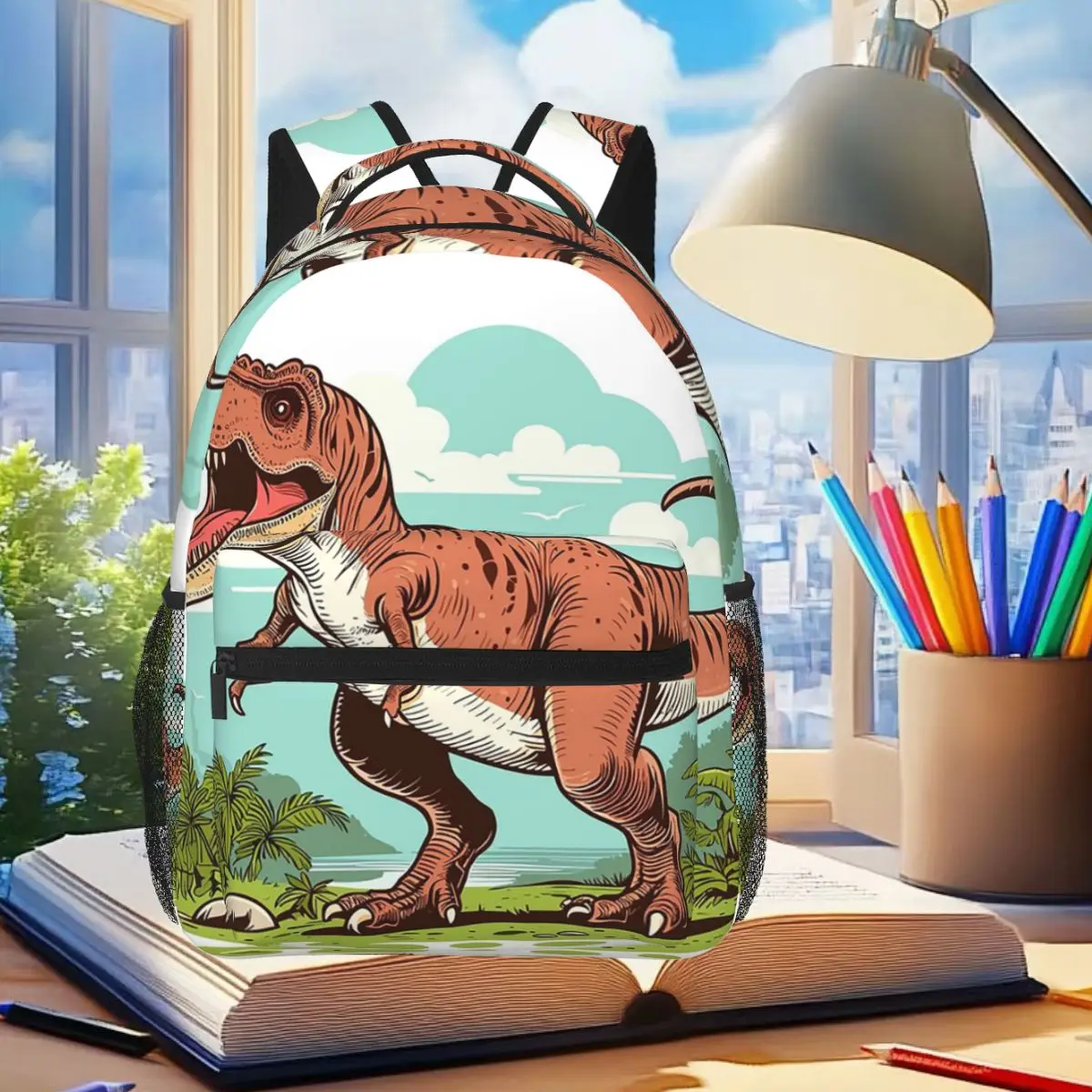 

Cartoon Dinosaurs Roar Backpack Student Boys Girls BookBag Children School Bag Computer Shoulder Bags for Men Women