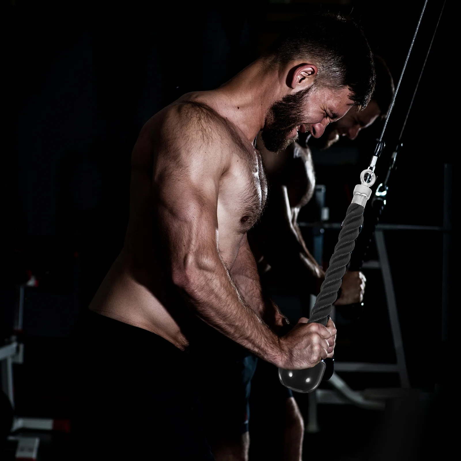 Cordón de nailon resistente para Fitness con tapones de goma para bíceps, tríceps, entrenamiento de fuerza, gimnasio en casa, ejercicio cruzado de Cable