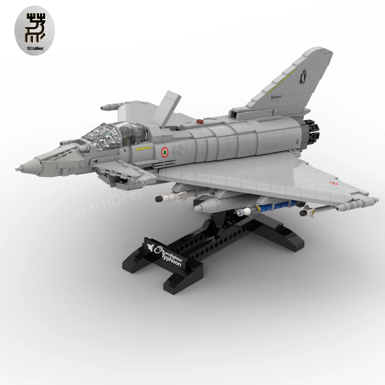 1371PCS Custom MOC EF-2000 Multipurpose Typhoon Eurofighter Building Blocks DIY Assemble Model Toy Brick New Year Holiday Gifts