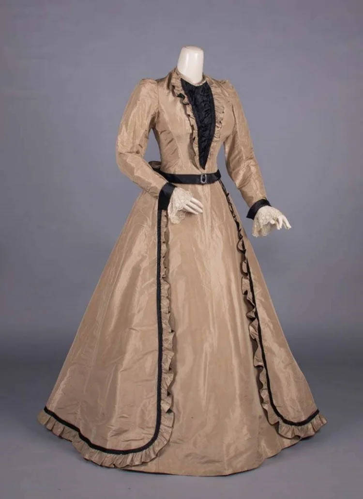 فستان يوم 1890s تاريخي لعصر النهضة الفيكتوري الملكي المحكمة الأميرة الكرة ثوب المسرح الأداء الاسكتلندي