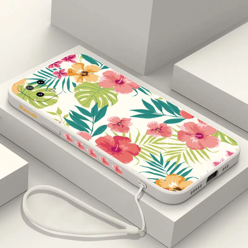 Hawaii Hibiscus Flower Phone Case For Xiaomi Mi 13 12 12T 12S 11 11T Ultra 10 10T 9 9T 9SE 8 Pro Lite 5G Liquid Silicone Cover