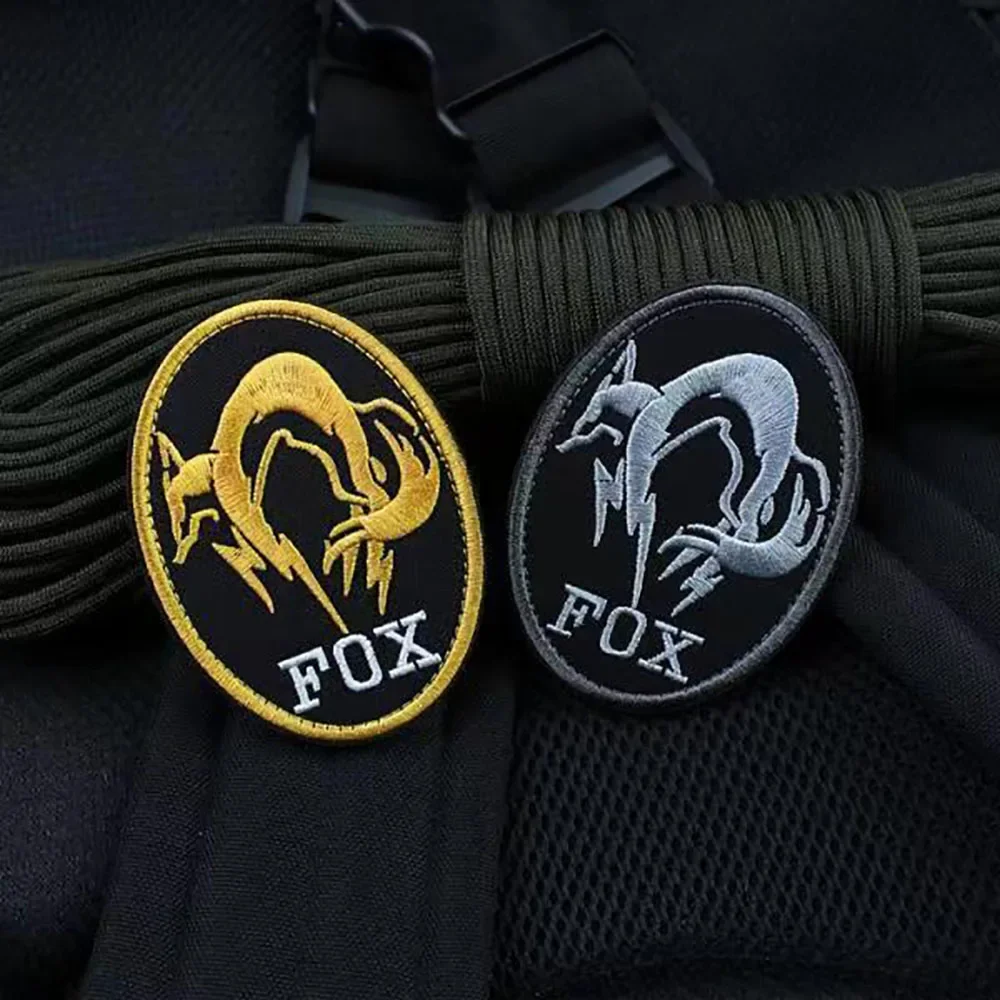 FOX Metal Gear MGS Foxhound Patch Military Tactical Troop Morale Embroidery Patches for Clothing Backpack Badge Applique