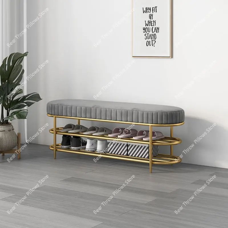 Nordic Hallway Porch Leisure Ottomans Bench 2 Shoes Shelf Minimalist Apartment Shoe Changing Stools Balcony Cafe Vanity Stool