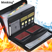 Monking Multifunctional File Bag Waterproof Fireproof Organ Bag with Handle Passport File Storage Bag for Office Storage Folder