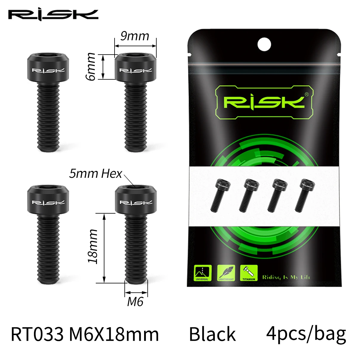 RISIKO 4PCS M6x16/18/20mm Fahrrad Scheibenbremse Feste Schrauben mit Unterlegscheibe Titan Mountainbike Bremssattel Klemme