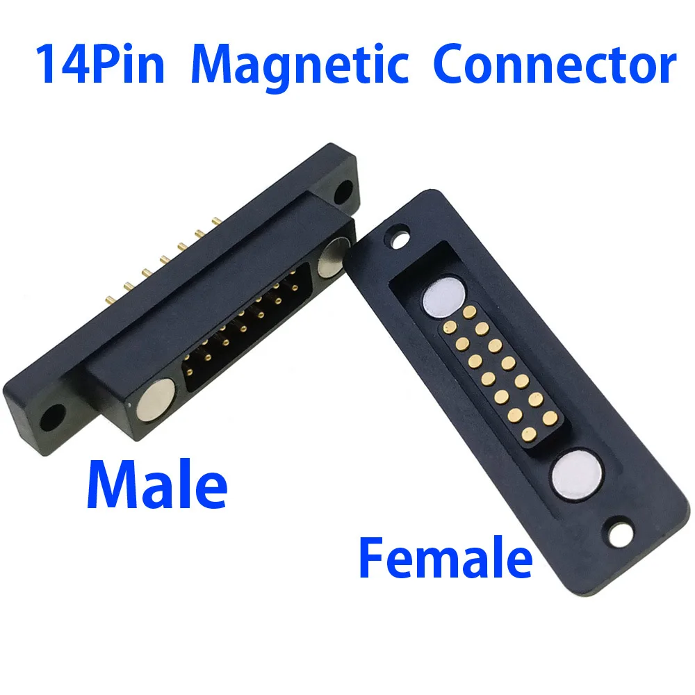 PogoPin Connector 14P Double Row high Current Magnet Suction Spring Male and Female Probe DC Power Charging Magnetic connector