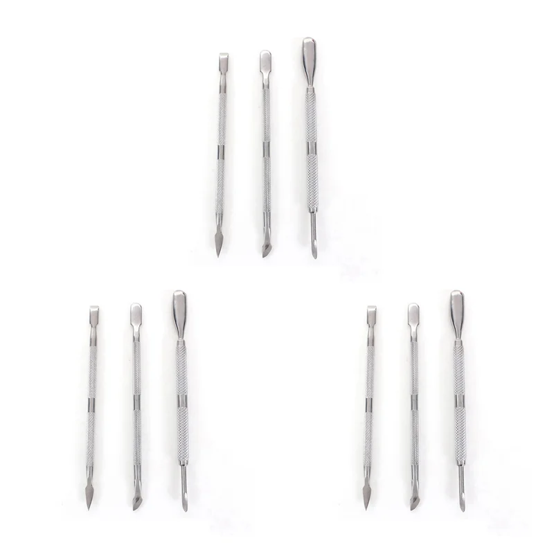 

ABIT 9Pcs Nail Art Stainless Steel Cuticle Spoon Remover Pusher Manicure Pedicure Set