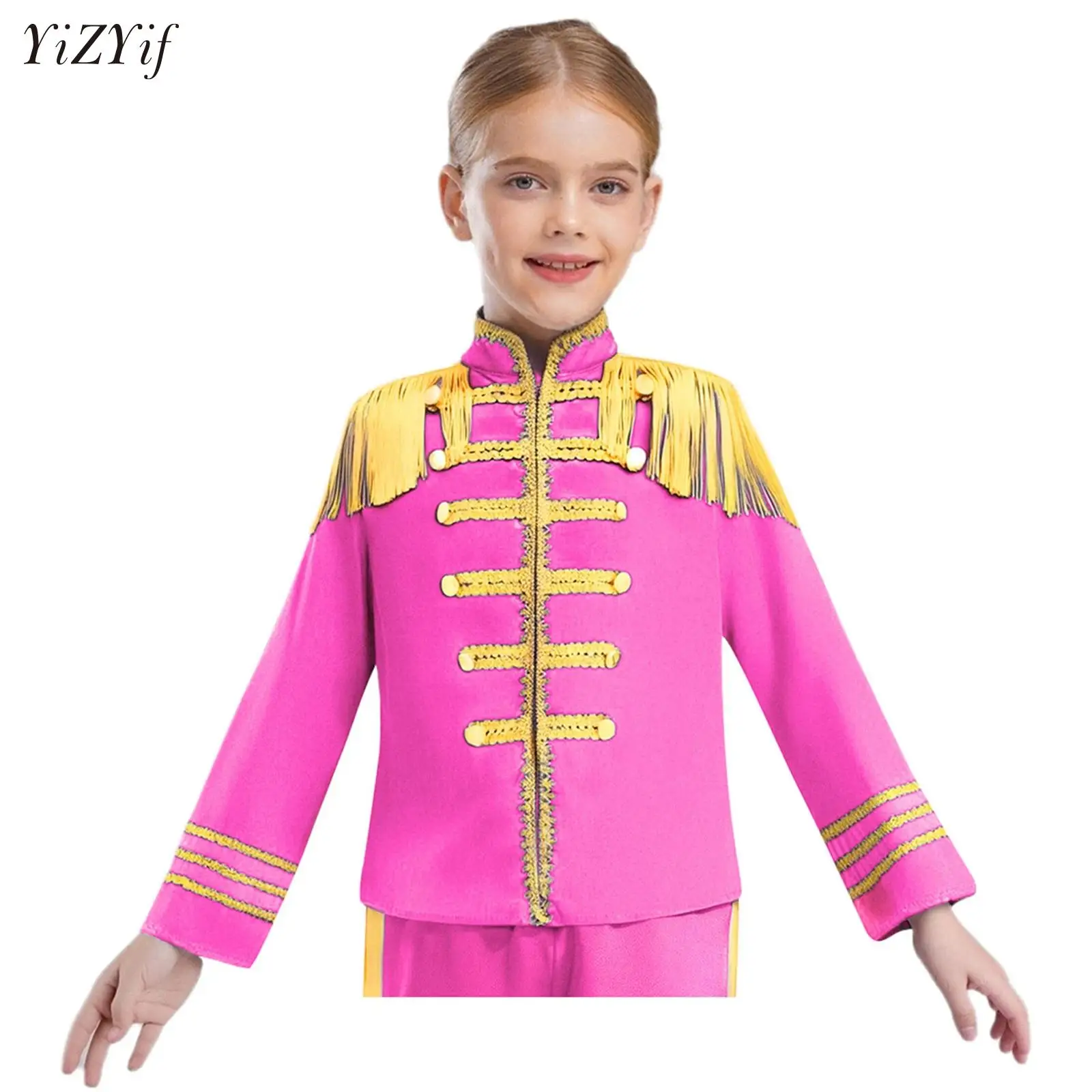 

Kids 1960s British Pop-Star Cosplay Jazket Children Rock Band Musician Singer Shirt Top Circus Ringmaster Halloween Costume