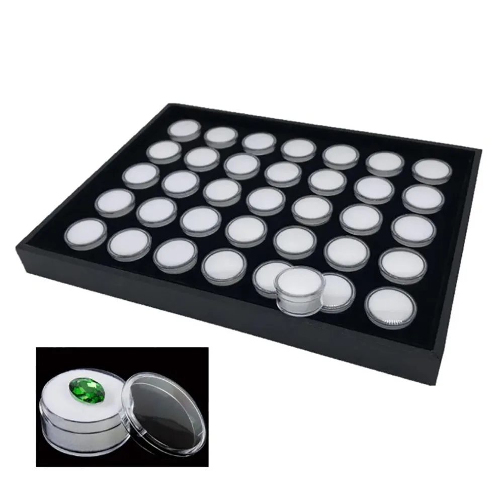 Diamond Jewelry Storage Box Stone Gem Jewellery Packaging Box 3cm/4cm/5cm Counter Gemstone Organizer Charms Diamond Display Tray
