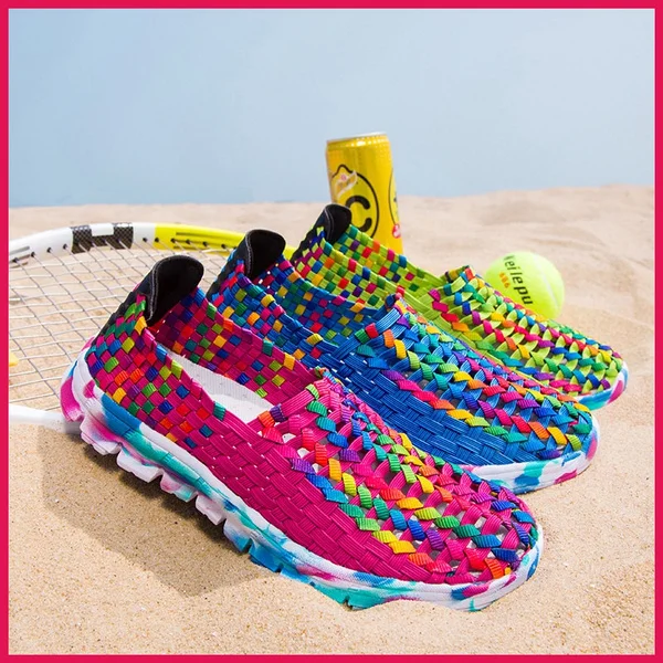 Sneakers Woven Shoes, Sandal Womens Summer Fashion Woven Soft Sandals Casual Sport Shoes(Size : 35-41)