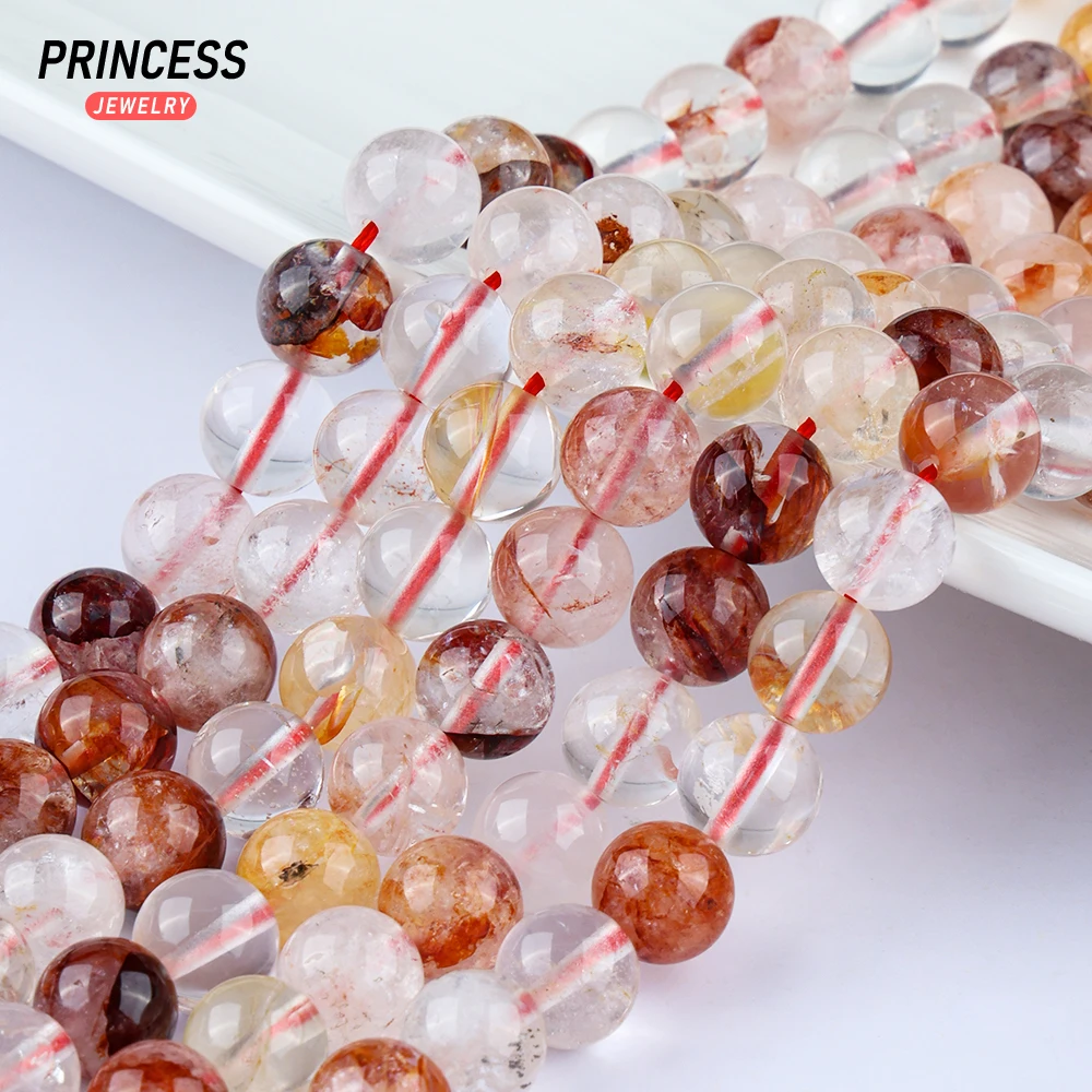 A+ Natural Red Hematoid Quartz Loose Crystal Beads for Jewelry Making Bracelet 6 8 10mm  DIY Accessories Wholesale