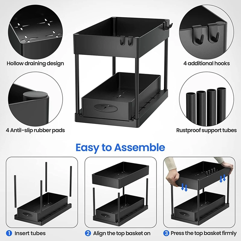 Shelf For Storing Seed Vegetables Pull-Out Large Capacity Under Bathroom And Kitchen Cabinet Storage