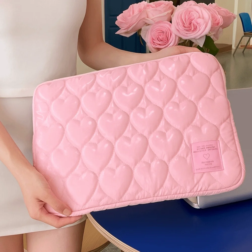 

Чехол для планшета с сердечками, сумка для хранения планшета, объемный дизайн, большая вместимость, сумка для компьютера, противоударный чехол для ноутбука в корейском стиле, женский чехол для ноутбука