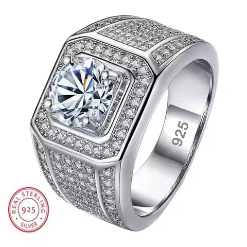 Men 925 Sterling Silver Ring 5A Zircon luxury High Quality For Men Women Wedding Fine Jewelry Accessories Party Gift Fashion