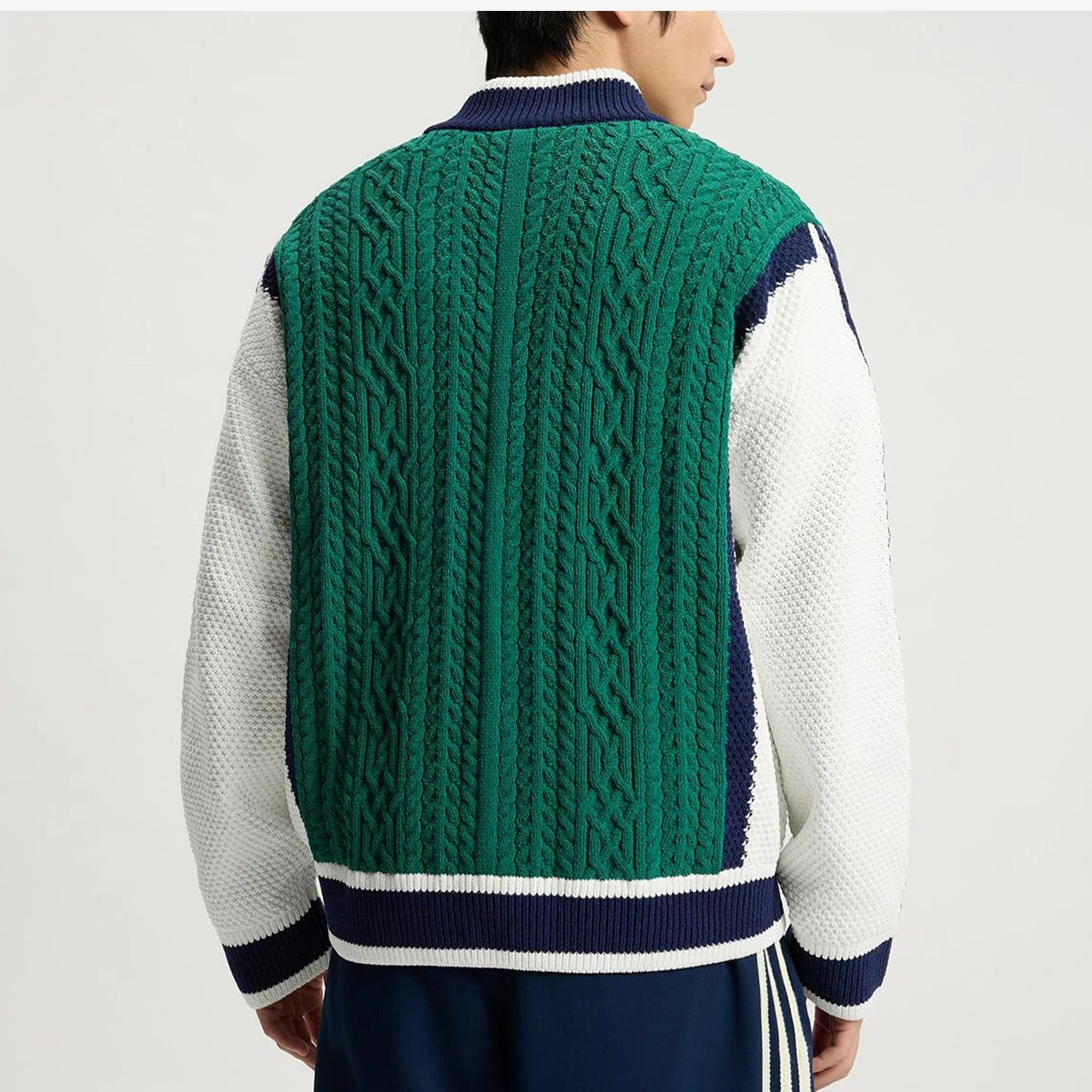 Adidas genuine clover men's stand up collar sports durable knitted jacket KS5962