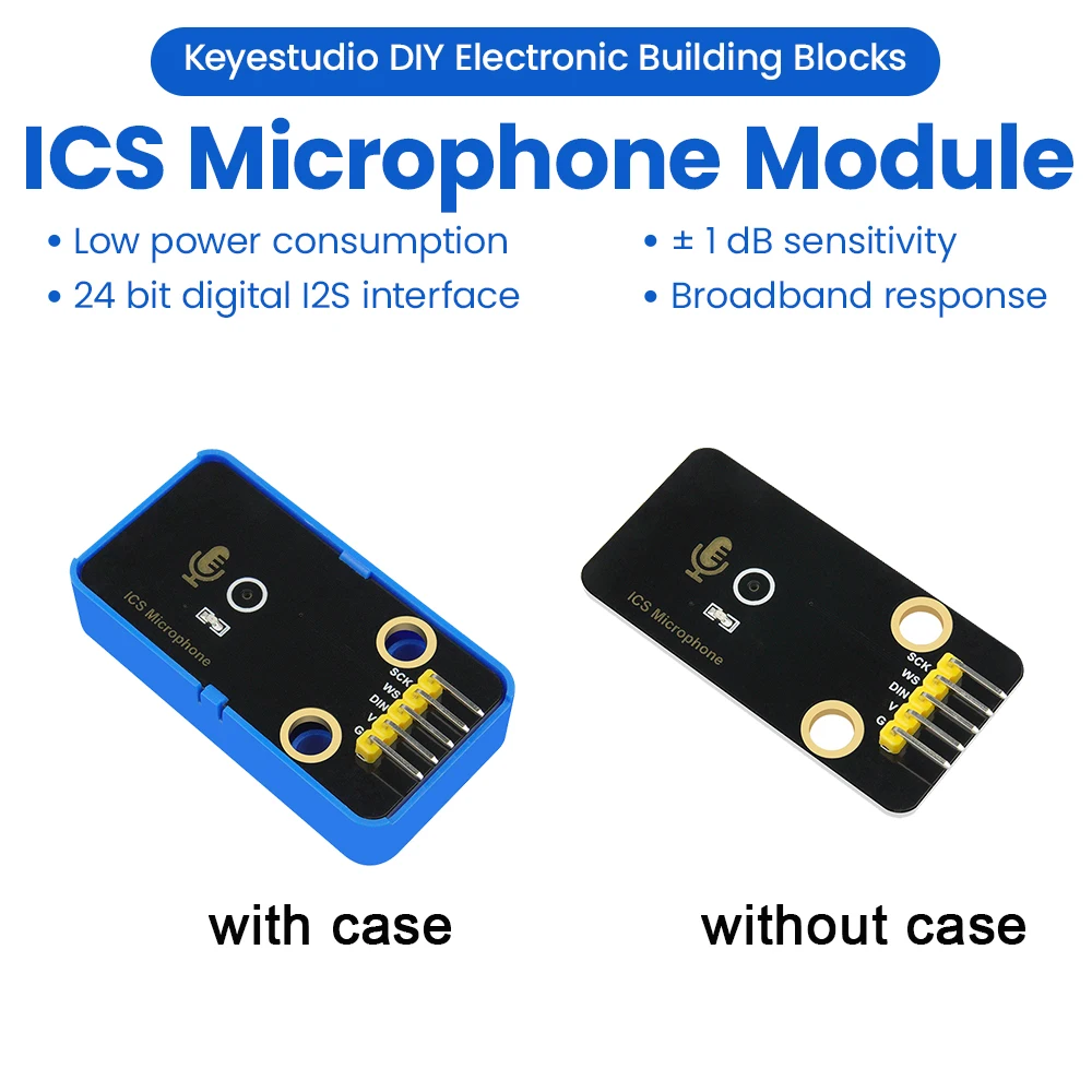 KEYESTUDIO ICS Microphone Module I2S Digital Interface 24 bit I2S Date Format Compatible with Arduino/ESP32/Raspberry Pico