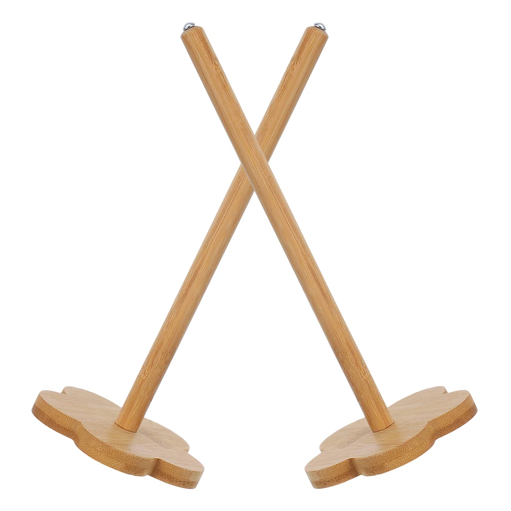

2pcs Spool Holder Base Hand Spinning Supplies Roving Machine Bamboo Stable Rotation Lightweight Durable Diy Crafting Projects