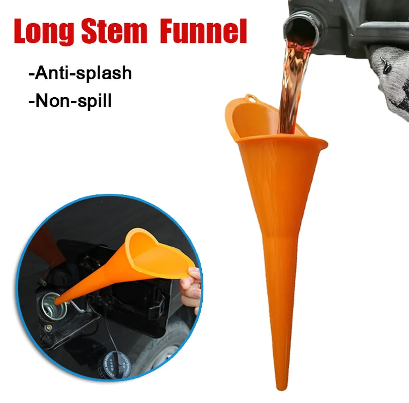 Car Long Stem Funnel Gasoline Oil Fuel Filling Tools Anti-splash Plastic Funnel Motorcycle Refueling Tools Auto Accessories