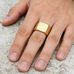 Biker Punk Style Rings for Men Stainless Steels Width Signet Square Finger Fashion Brand Jewelry Accessories Whole Sale