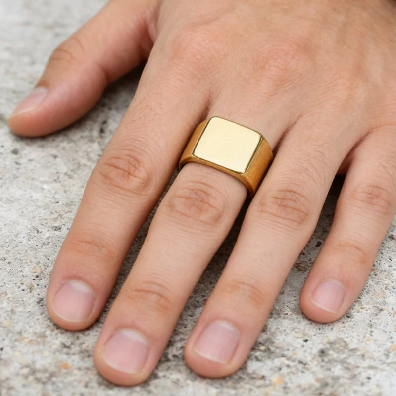 Biker Punk Style Rings for Men Stainless Steels Width Signet Square Finger Fashion Brand Jewelry Accessories Whole Sale