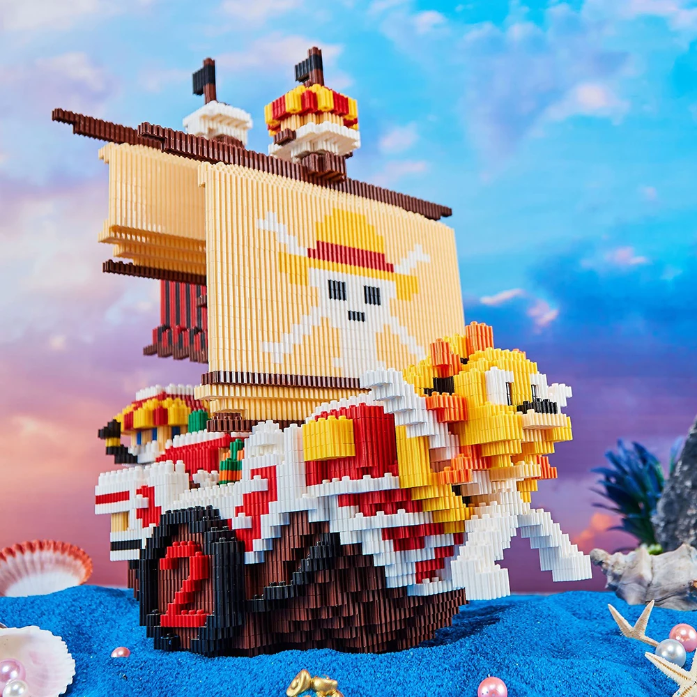 3168PCS One Piece Connection Building Blocks Going Merry Thousand Sunny Pirate Ship Micro Bricks Figures For Kids Christmas Gift