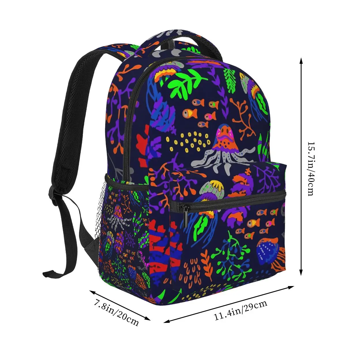 Vibrant Colour Ocean Creature Student Backpack School Bag Hiking Travel Daypack for Boys Girls Fashion Bookbag Shoulder Bags