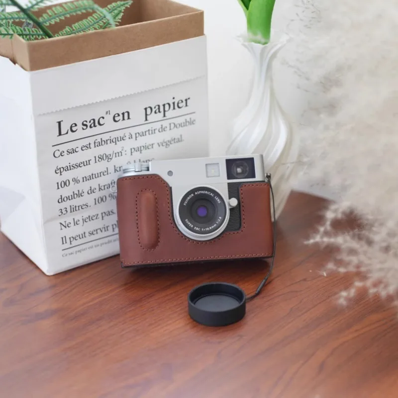 

Handmade genuine leather camera case for Fujifilm X-half camera bag leather case Xhalf base wrist strap shoulder strap