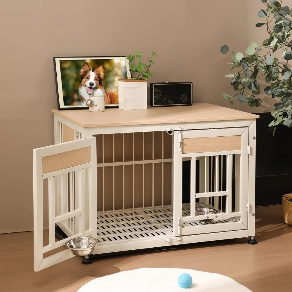 

Medium Dog Crate Furniture: Heavy-Duty Indoor Kennel with Removable Tray and Double Doors