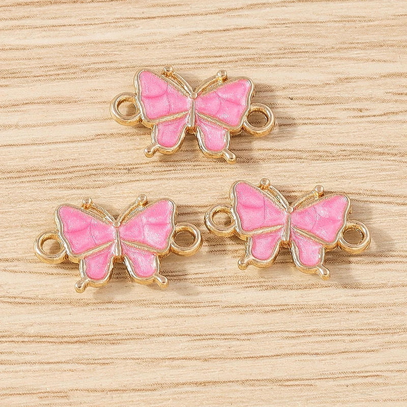 10 Stück niedliche Mini-Emaille-Fliegen-Schmetterlings-Anhänger, Verbindungsstücke für die Schmuckherstellung, DIY, handgefertigte Armbänder, Halsketten, Bastelzubehör – Detail 6