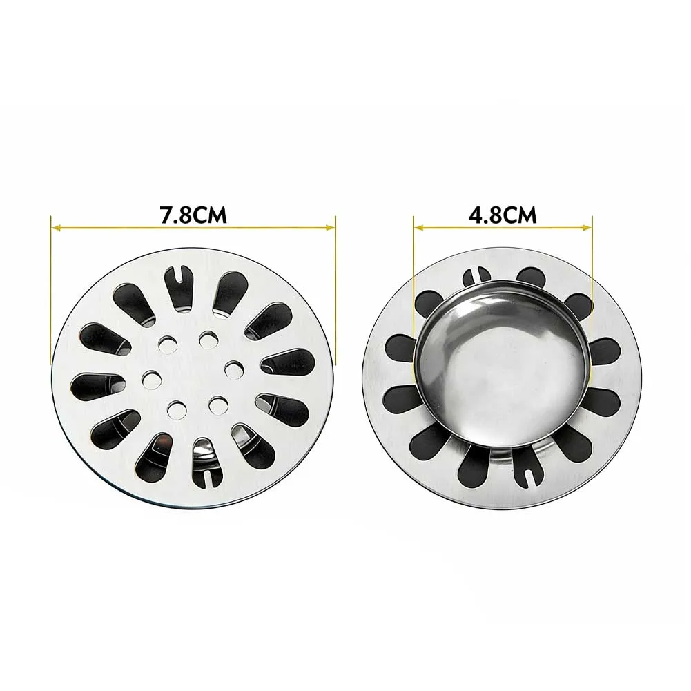 Stainless Steel Round Floor Drain Cover 8x8cm for Bathroom Kitchen Hair Catcher Anti-Clogging Mesh Drain Grate