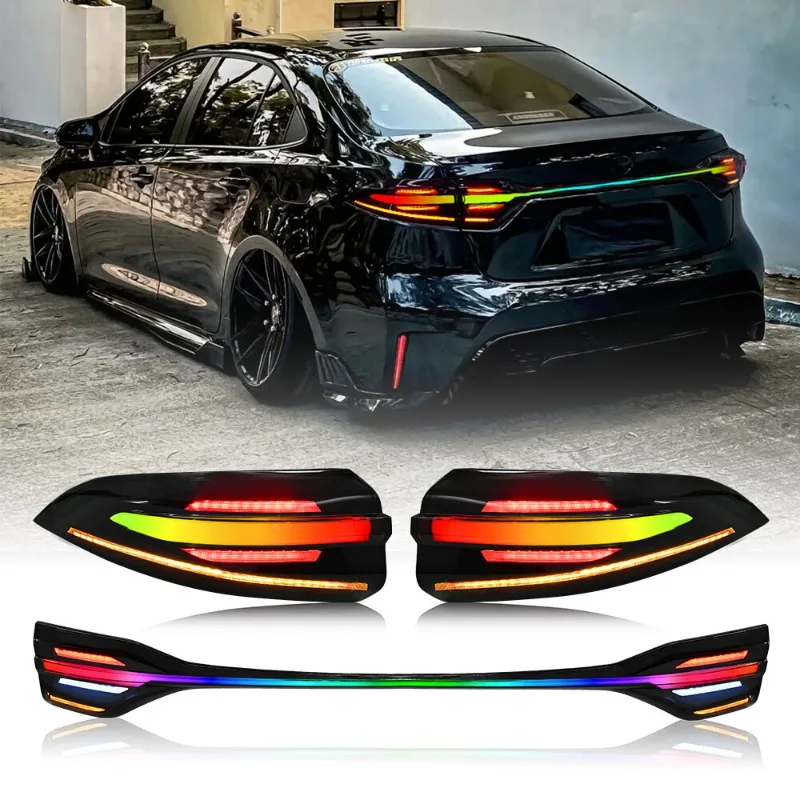 Upgrade For Toyota Corolla 2020-2024 RGB Center LED Tail Light Customizable Color Trunk Lid Brake Lamp with Dynamic Mode