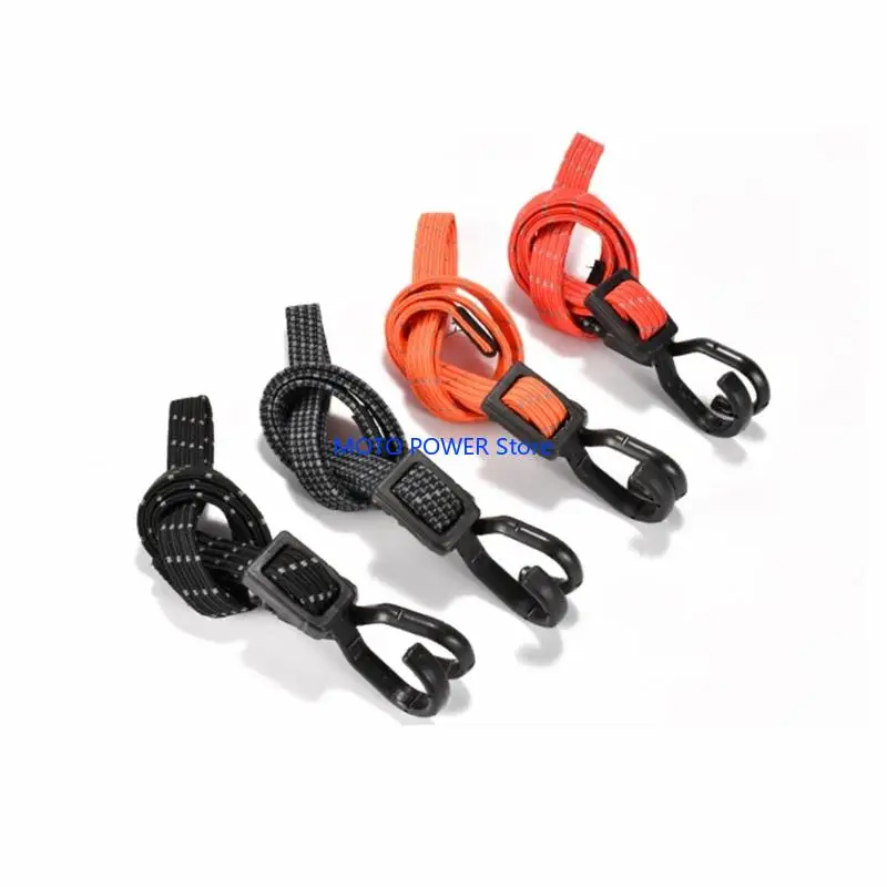 

G7ND 100cm Reflective Luggage Strap Adjustable Lashing Rope Cargo Fixing Belt with Hooks High Elastic Motorcycle Luggage Cord