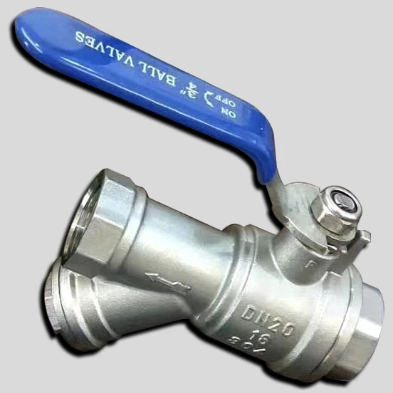 TKFM Factory Manual Dn32 Stainless Steel 304 Y Type Filter Ball Valve with Strainer Dn25