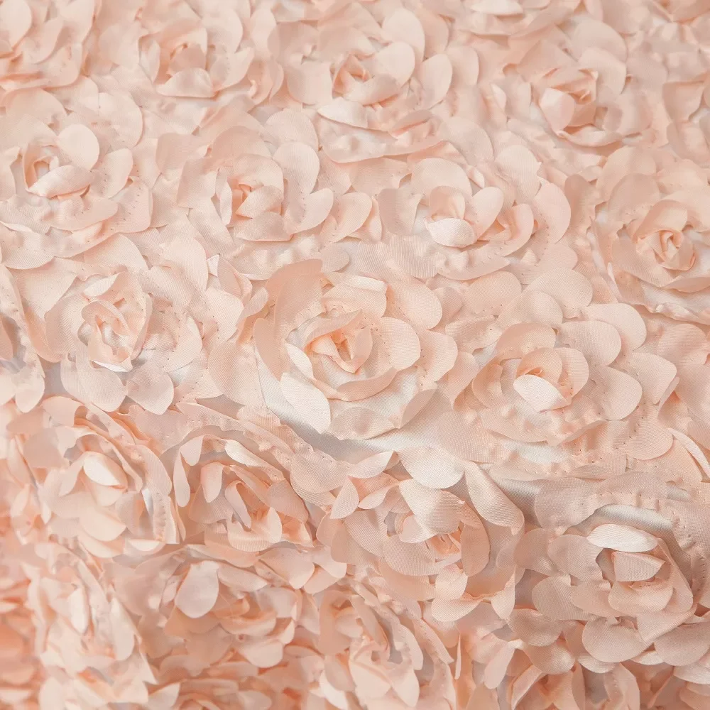 Elegant Satin Rosette Table Cloth for Wedding Party Home Decoration