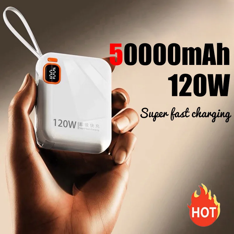 

2024 New 120W 50000mAh Portable Power Bank High Capacity Cable Two-way Fast Charging Mini Powerbank for iPhone Samsung ﻿New