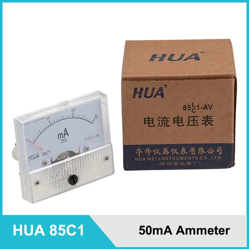 

30mA 50mA Ammeter HUA 85C1 DC 0-30mA 0-50mA Analog Amp Panel Meter Current for CO2 Laser Engraving Cutting Machine