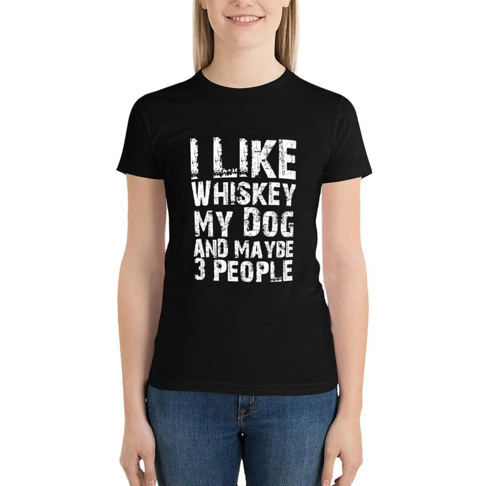 

Sarcastic Funny Whiskey Lovers Christmas Drinking Day Gifts I Like Whiskey My Dog And Maybe 3 People T-Shirt