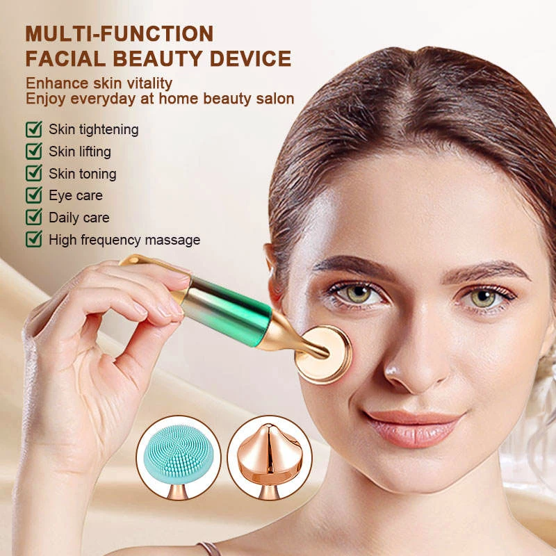 อุปกรณ์เสริมความงามบนใบหน้าแบบไฟฟ้า ยกกระชับใบหน้า ลดริ้วรอย นวดหน้าและรอบดวงตา พร้อมเครื่องช่วยทาครีมบำรุงผิว ฟื้นฟูผิว