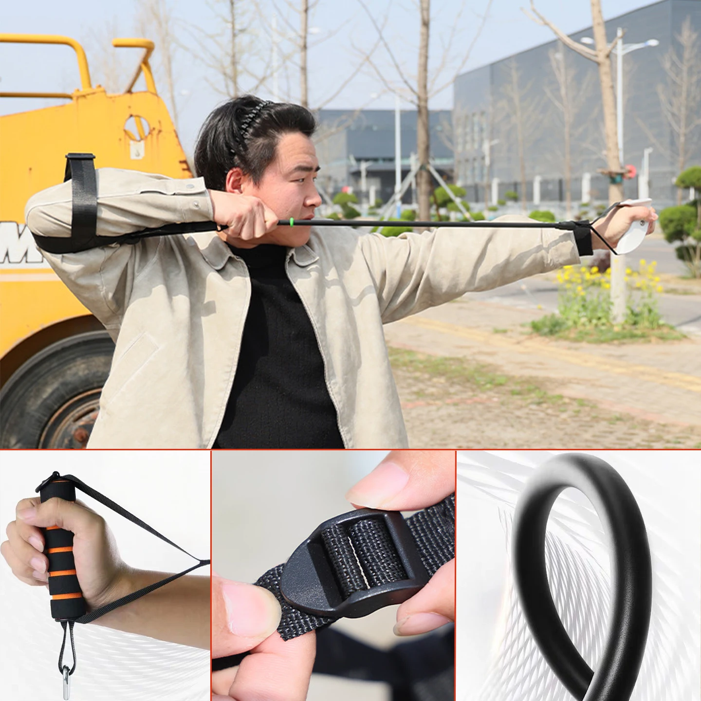 Archery Back Tension Trainer, Bow Release Aid Practice Strength Exerciser, Archery Training Tool for Compound Bow & Recurve Bow view 2