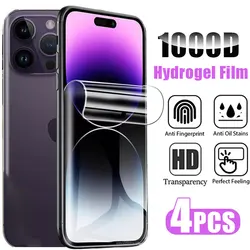 4Pcs Hydrogel Film Full Cover For iPhone 11 12 13Mini 14 15 16 Pro Max Screen Protector For iPhone 14 8 7 Plus SE 2020 Not Glass