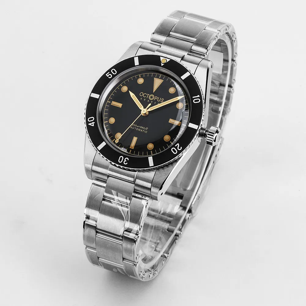 Octopus Men Automatic Watch Sport 37mm Mechanical Wristwatch Diver 20Bar Waterproof Luminous Sapphire Aluminium Bezel PT5000
