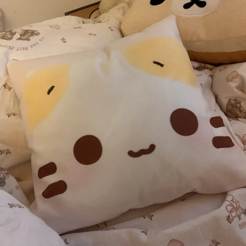 Masyumaro Fluffy Fuwa Nyanko Cat Cute Pillow Kawaii Cushion Sofa Decor Home Room Decoration