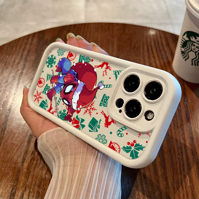 Christmas Marvels Spaiderman Soft Silicone Case For iPhone 17 11 15 16 13 Pro Max 14 Plus 12Pro 16E 17AIR Shockproof Phone Cover