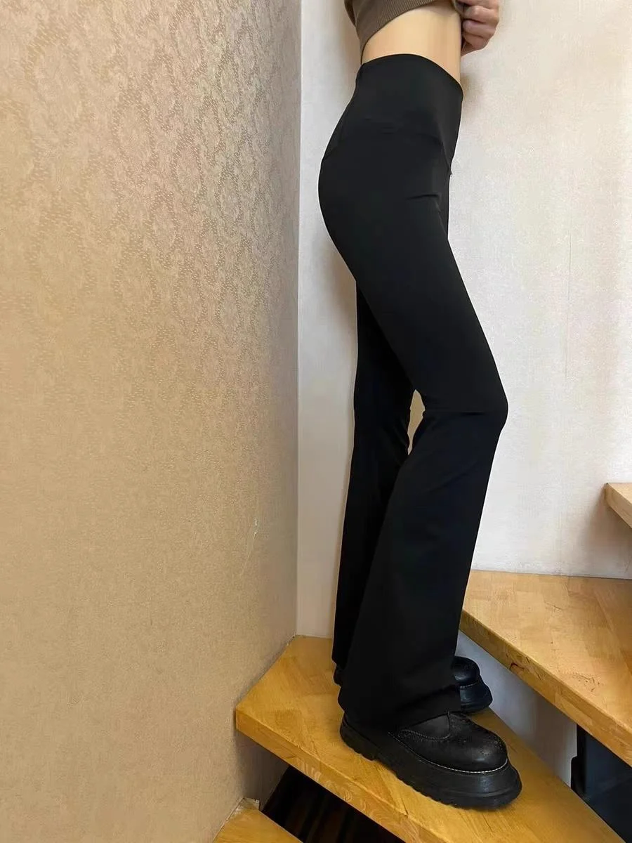 High-Waist Elastic Yoga Pants Women's Base Layer Pants Butt-Lifting Pure Color High-Quality Online Exclusive Fitness Trousers
