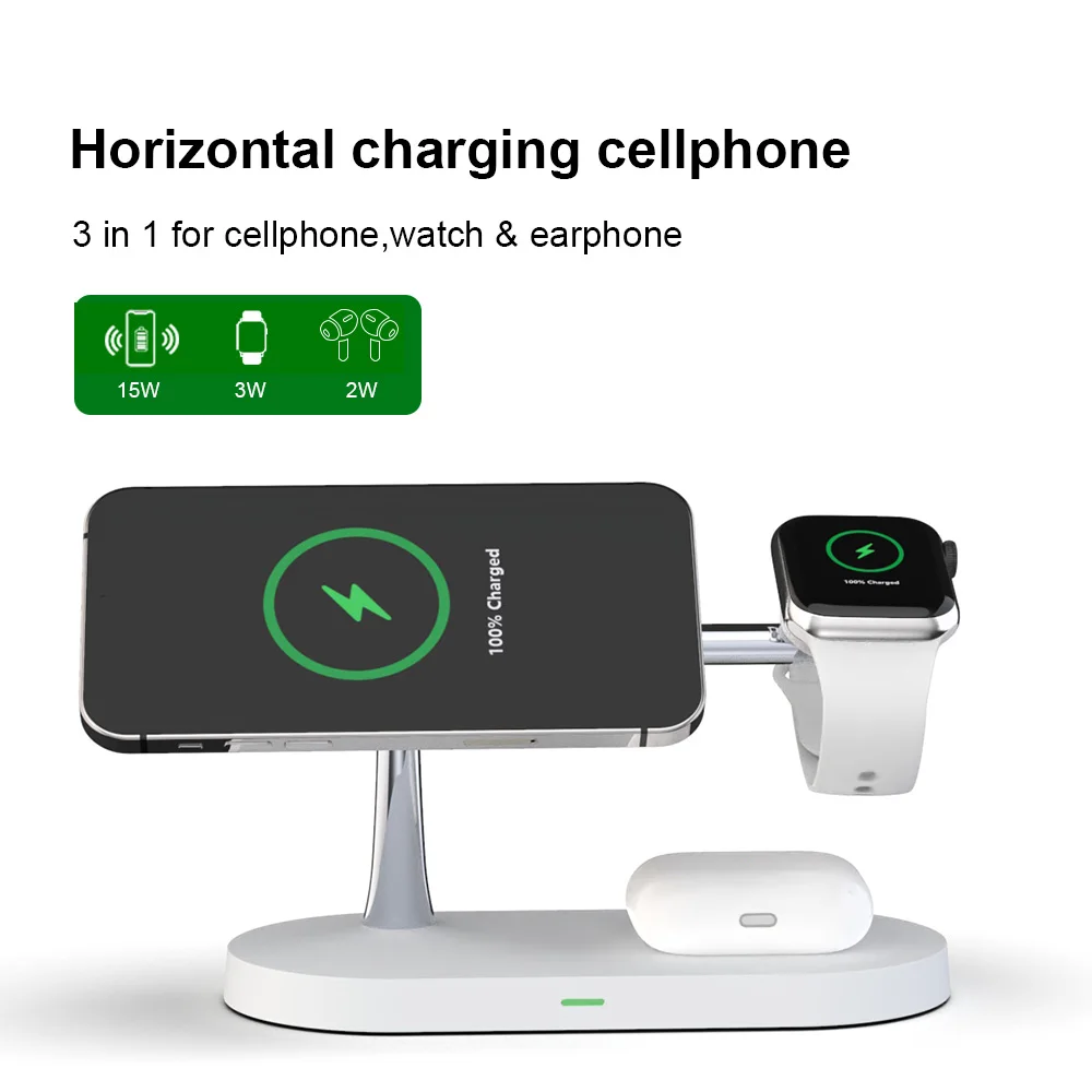 Magnetic 3 in 1 Wireless Charging Station Dock for iPhone for Apple Watch and Airpods Pro Bluetooth earphones for Apple Product